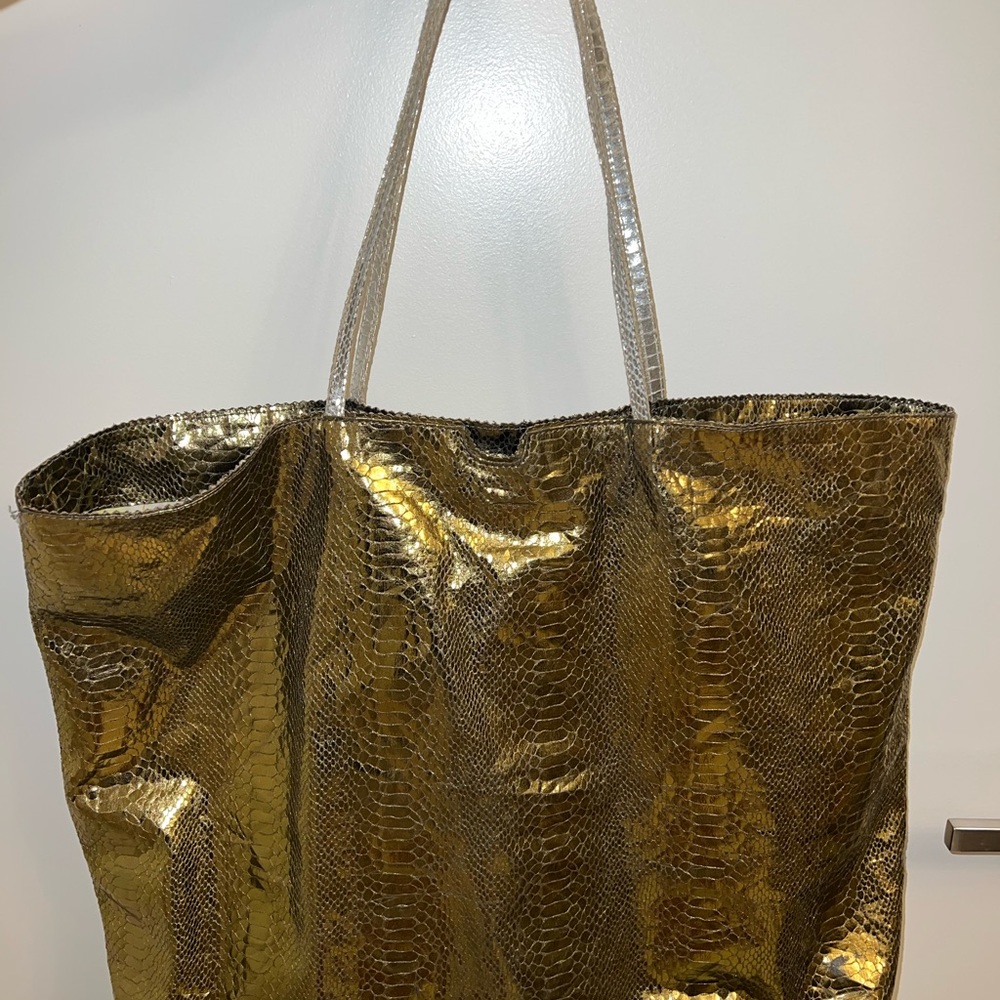 Carlos Falchi snake embossed tote